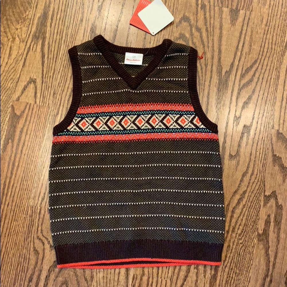 NWT! Hanna Andersson Boys sweater vest sz. 120 6-8